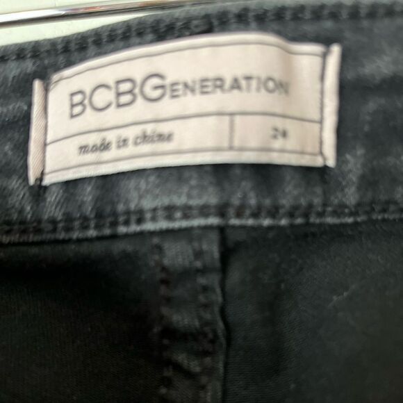 BCBGeneration, black, vegan leather, distressed pants, shimmer, size 24 - Picture 2 of 12
